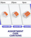 Transparent Housing Lever Wire Connector Kit With Test Hole For Quick Splice Connections, 2 3 5 Port Push In Nuts assortment