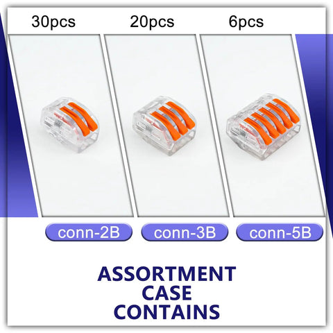 Transparent Housing Lever Wire Connector Kit With Test Hole For Quick Splice Connections, 2 3 5 Port Push In Nuts assortment