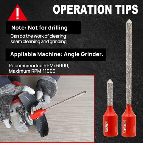 Diamond Mortar Raking Bit With Carbide Tipped Tip For Tuck Pointing And Mortar Removal; size comparison and operation tips