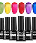 Jelly Gel Nail Polish Set 6 Piece Soak Off UV LED Kit For Women Vegan Cruelty Free HEMA Free TPO Free Non Toxic Nail Art