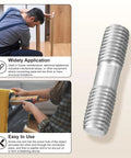Premium Double End Threaded Stud Screws For Heavy Duty Electrical Appliances And Industrial Lamp Assembly, silver metal, detailed view.