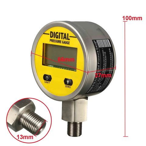 Heavy Duty Digital Pressure Gauge Built To Hustle Through Hydraulic Testing While Checking Gas Oil And Water Systems Rapidly Up To 250 Bar With Clear Digital Screens That Get It Done