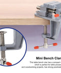 Premium Clamp On Vise With A Quick 35mm Jaw Opening For Workbenches Rock Solid Build shown mounted on a workbench.