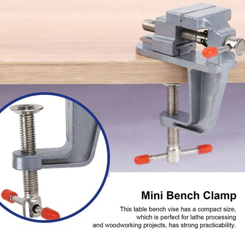 Premium Clamp On Vise With A Quick 35mm Jaw Opening For Workbenches Rock Solid Build shown mounted on a workbench.