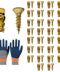 Heavy Duty Furniture Screws Set For Cabinet Hinges With Gloves 20 Piece Kit Pro Grade Deep Grip Expansion Screws with gloves and bit