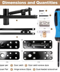 Dimensions of Heavy Hitter Hidden Door Pivot Hinge with Slick 360 Degree Rotation stainless steel hardware kit.