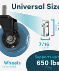 Heavy Duty Office Chair Wheels Set Of 5 For Hardwood Floors And Carpet Replacement Rubber Casters With Steel Core