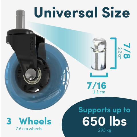 Heavy Duty Office Chair Wheels Set Of 5 For Hardwood Floors And Carpet Replacement Rubber Casters With Steel Core