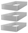 3 Pack Corrugated Galvanized Steel Raised Garden Beds Outdoor Rectangle 36x18 Inches For Vegetables And Flowers, above-ground view