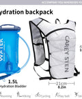 Ultra Lightweight Hydration Backpack For Women With 1.5L Water Bag No Bounce Running Vest in white design with dimensions