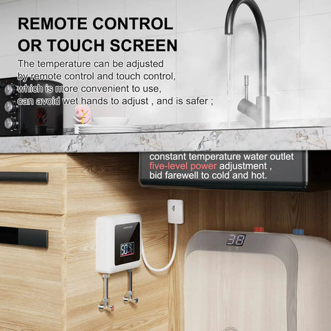 7500W Tankless Electric Water Heater With Remote Control And Digital Display On Demand Hot Water for kitchen under sink installation