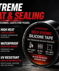Self Fusing Silicone Tape 1 Inch By 5 Feet Black Emergency Repair Tape That Bonds To Itself For Waterproof Seal Heat Resistant Insulating And Chemical Resistant No Residue Ideal For Automotive Electrical Outdoor Use