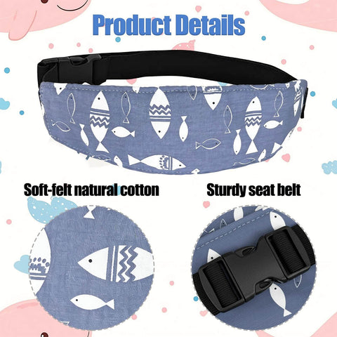 Two Pack Baby Head Support For Car Seat And Stroller Cozy Soft Breathable Cotton Neck Support With Fish Pattern Blue Design
