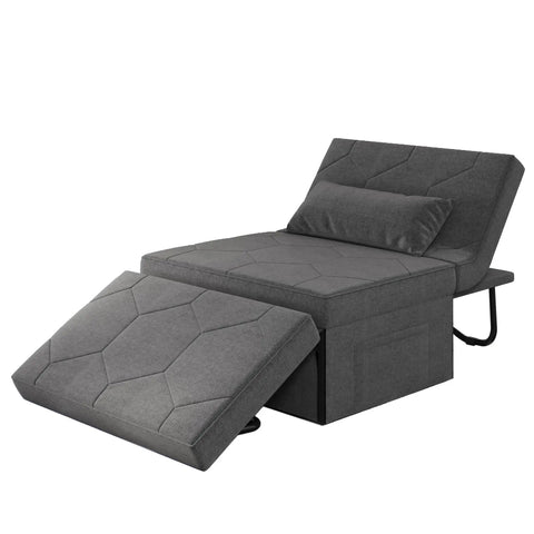 4 In 1 Sleeper Chair With Ottoman A Cozy Convertible Sofa Bed For Living Room Or Office 18 Level Adjustable Backrest Dark Grey