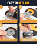 Step-by-step image guide for replacing blades on the Mulwark 4.2V Electric Scissors Cordless Box Cutter With Led Display.