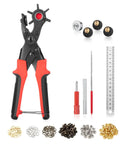 Leather Hole Punch Tool Set With Red Handle, Pro Grade Multi Size Punches And 100 Piece Grommet Eyelet Kit for belts and crafts
