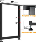 Heavy Duty 14 Gauge Steel Counter Height Table Legs with dimensions and adjustable floor protectors, ideal for kitchen islands.