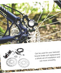 Heavy Duty Mountain Bike Hydraulic Disc Brake Set With Slick Pad Compatibility and Killer Heat Management for Bulletproof Stopping Power on Gnarly Race and Trail Rip Runs, close-up of caliper and rotor.