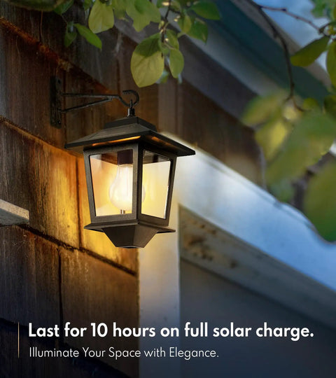 Two Pack Solar Wall Lanterns Outdoor Hanging Lights With Four Solar Panels Dusk To Dawn Led Sconces on wooden wall