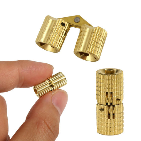 6 Pack Mini Invisible Brass Barrel Hinges With 13 Screws For Cabinets Jewelry Boxes And DIY Wood Doors 8mm 180 Degree Opening Gold Finish