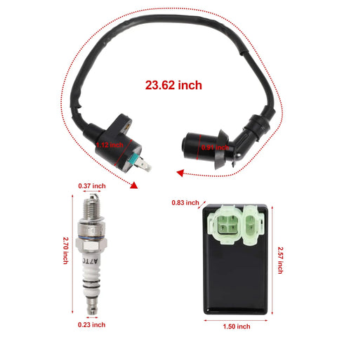 Ignition Coil And Spark Plug Kit With 6 Pin AC CDI Box For GY6 Scooters And ATVs 50Cc To 150Cc Fits Mopeds Go Karts Dirt Bikes