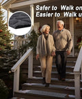 Elderly couple using 6 Piece 8.5 Inch By 30 Inch Non Slip Stair Treads For Wooden Steps Traction For Elders And Pets With Heat Insulation Rubber Backing Gray Stone Stair Runner Rug For Indoor Or Outdoor Farmhouse Style