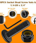 30 Piece Set Of 1/4-20 X 3/4 Inch Flat Head Socket Head Screws In 304 Stainless Steel With Spare Nylon Lock Nuts And Hex Spanner