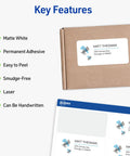 Top Shelf 2 x 4 Shipping Labels 1000 Count white mailing stickers on packaging, featuring easy peel and permanent adhesive.