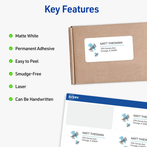Top Shelf 2 x 4 Shipping Labels 1000 Count white mailing stickers on packaging, featuring easy peel and permanent adhesive.