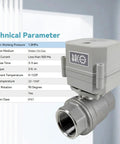 2 Way Motorized Ball Valve 1 Inch DN25 Stainless Steel Electric Water Valve 110VAC With Indicator and Technical Parameters