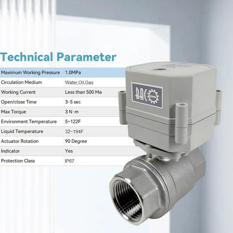 2 Way Motorized Ball Valve 1 Inch DN25 Stainless Steel Electric Water Valve 110VAC With Indicator and Technical Parameters