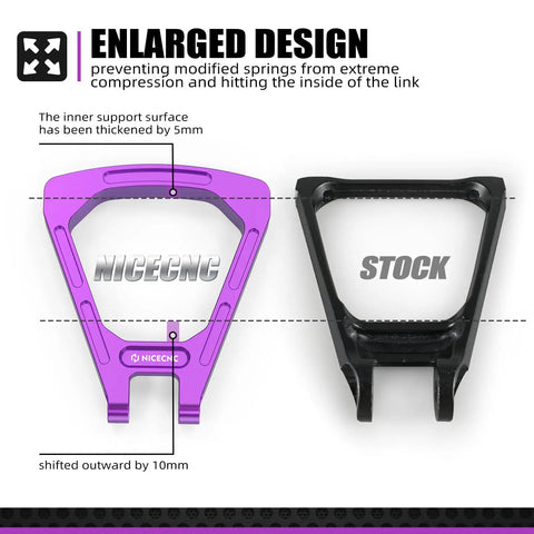Rear Linkage Beefed Up Shock Absorbing Triangle Bracket Heavy Duty Off Road Upgrade With 3mm Thickened 6mm Wider Walls Inner Surface Thickened 5mm And Moved Out 10mm For Maximum Impact Protection, purple 6061 aluminum