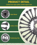 Product detail of 8 inch steel wire trimmer head showing steel wheel, uniform wire, and positioning hole