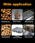 Image showing wide application of the 300 Pack Pen Style Wire Brush Set For Rotary Tools, including rust removal and stain removal.