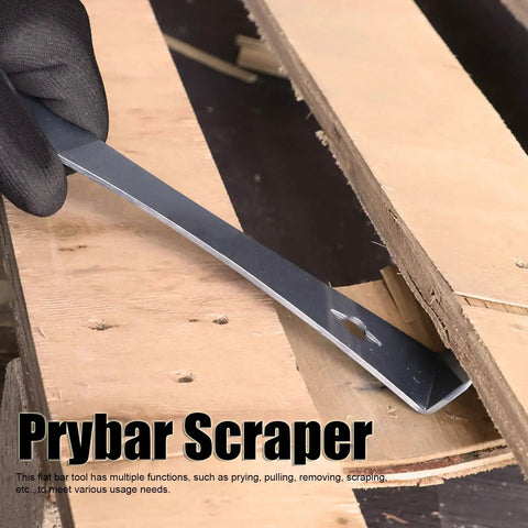 Sturdy Flat End Pry Bar Tool For Car Disassembly And Modification, Multi Use Handy Nail Puller Scraper in use on wood