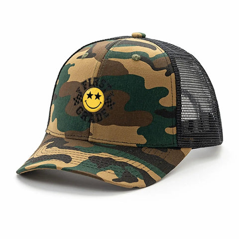 Vintage Camouflage Trucker Cap For Men And Women With A Soft Feel And Everyday Comfort, Affordable Price, Front View
