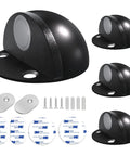 Magnetic Door Stop No Drill Self Adhesive Floor Door Stopper Stainless Steel Black 4 Pack shown with adhesive pads and screws