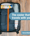 Pacifica Collapsible Cooler Bag Medium Portable Insulated Cooler packed in suitcase with travel essentials