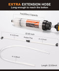 Four Uncles 200cc fluid extractor and fill pump for automotive oil change with 23in hose and two 12in extension tubes