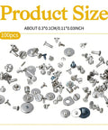 100 Piece Watch Screw Kit For Repair And Battery Replacement With Stainless Steel Clamp Screws shown in assorted sizes