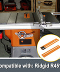 Table Saw Throat Plate Replacement For Ridgid R4513 89290001700 Part shown on orange table saw setup