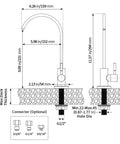 Diagram of Reverse Osmosis Drinking Water Faucet For Non Air Gap Filtration Systems showing dimensions and connectors.