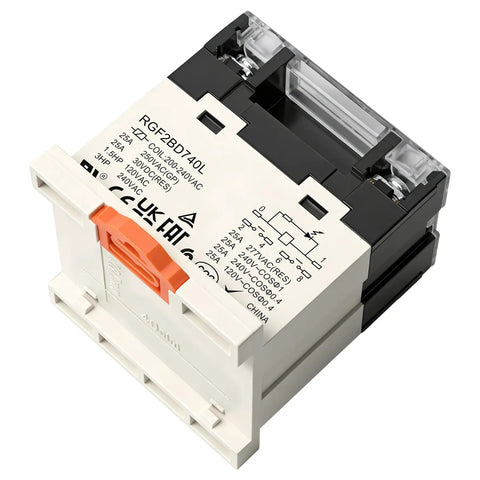Heavy Duty General Purpose Relay RGF2BD740L 25A 200-240VAC Coil, 6 Pin DPST 2NO Normally Open Contacts with LED and Protection Cover