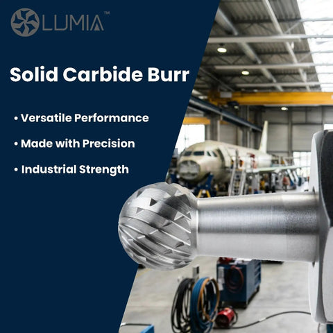 Professional Grade Tungsten Carbide Rotary Burr Ball Cutter Featuring Double Cut Flutes And Quarter Inch Shank for die grinders.