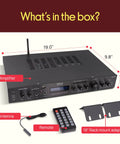 5 Channel Rack Mount Bluetooth Amplifier Receiver For Home Theater And Speakers with accessories including antenna, remote, rack adapters