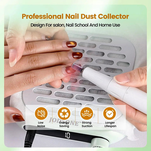 Demonstration of Pocket Sized Nail Dust Collector With 6000 RPM Powerful Suction For Home And Salon in use