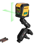 Green Beam Laser Level With Tripod, Self Leveling 65 Ft Cross Line Tool For Hanging Pictures, Floor Tile, And Home Reno Projects, LED Indicator, 360 Degree Clamp, Batteries Included, Easy Setup