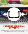 Badass Heavy Duty Tacoma Bed Channel Stiffener And Rear Support Bracket For 2005 To 2022 Toyota Pickup installed in truck bed, showcasing tie-down points.
