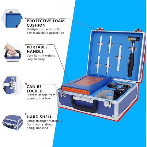 Auto Body Paintless Dent Repair Kit With 1.38kW Dent Puller Digital Display Overheat Protection Portable Case Easy DIY Car Fixes Paintless Dent Removal Tool For Dings And Dents showing protective foam and lockable case.