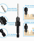 7 Pack Countersink Drill Bits Set 3 In 1 Woodworking Tool With Countersink Counterbore And Drill Bit In One Pass 82 Degree